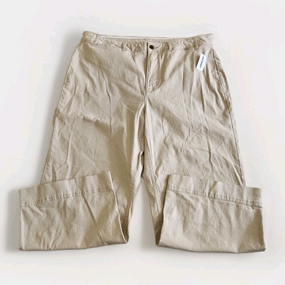 Old Navy Pants Womens 18 Beige Twill Cotton Stretch High Waist Wide Leg Coastal - Picture 9 of 16